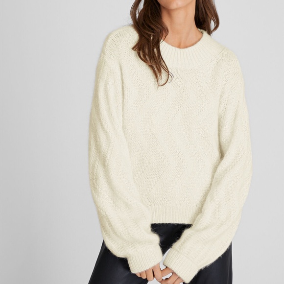 Balloon Sleeve Alpaca Sweater - Brand New - NEVER WORN - Ivory - Picture 1 of 5